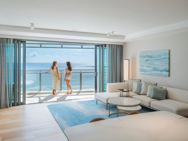 two women standing by the balcony at The Langham Gold Coast in Surfers Paradise